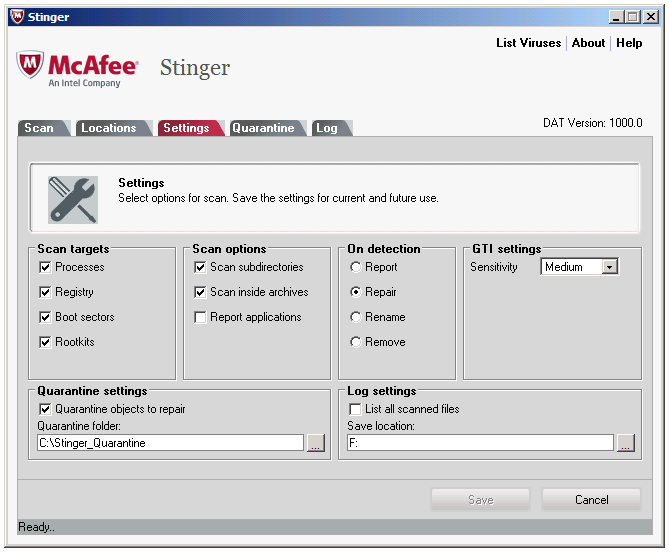 McAfee Stinger 12.1.0.2121