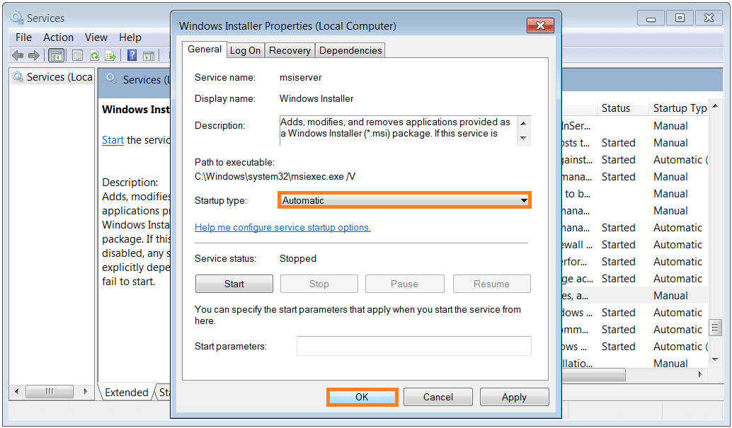 Windows Installer - Services msc - Automatic - WindowsWally