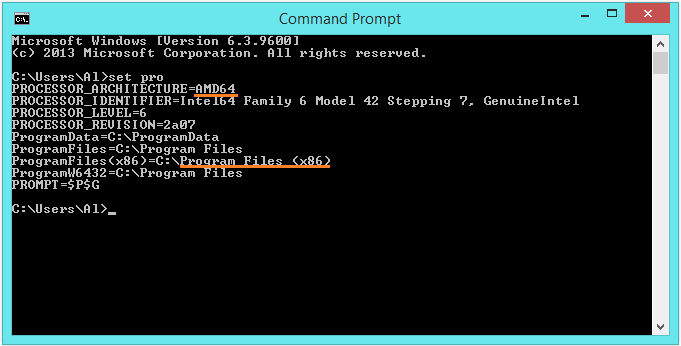 32 or 64 - cmd - set pro -- Windows Wally