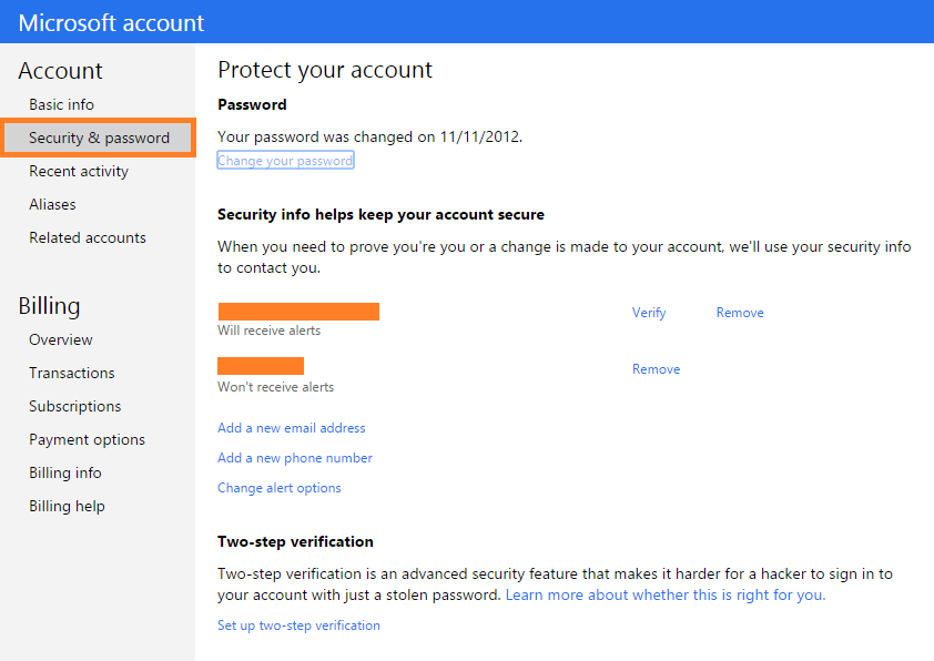 microsoft account security alert