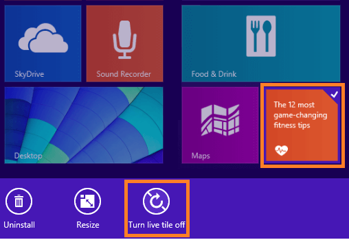 windows 10 disable live tiles