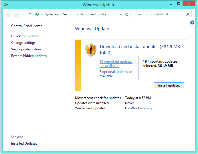 Ntoskrnl.exe - Windows update - check for updates 2 -- Windows Wally