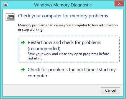Attempted switch from dpc - Windows Memory Diagnostic Tool - Dialog Box -- Windows Wally