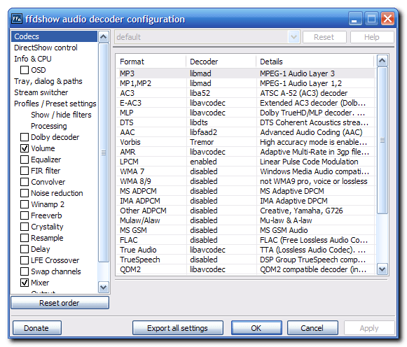 File type is not recognized - FFDSHOW snapshot - Windows Wally