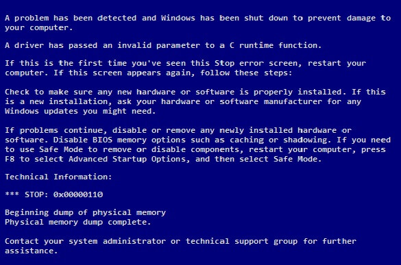 DRIVER_INVALID_CRUNTIME_PARAMETER - Cover - BSoD -- Windows Wally