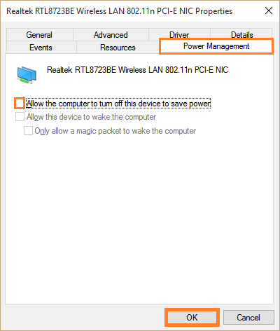 Windows 10 - Wifi Disconnect - Device Manager - Properties - Allow the computer to turn off this device to save power - Windows Wally