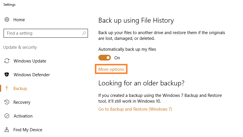 Windows 10 - File History - Backup Settings - 2 - Windows Wally