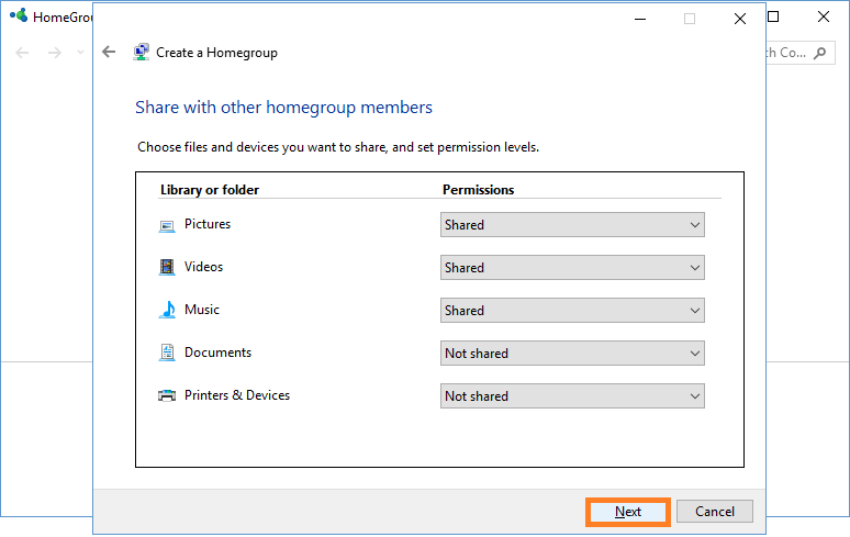 Windows 10 - Sharing files between Windows 7 and 10 - HomeGroup - Select Libraries - Windows Wally