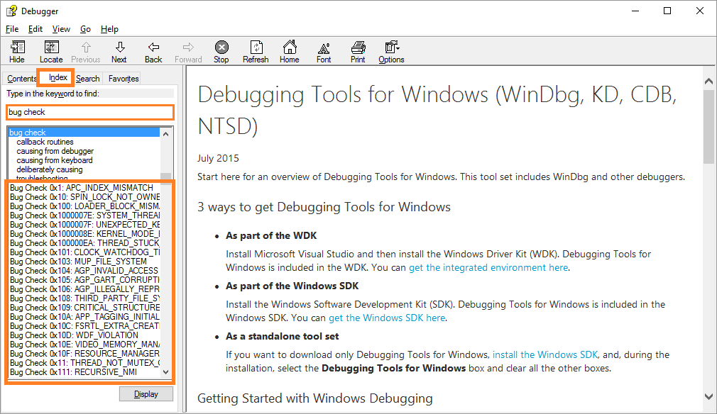 debugging tools for windows