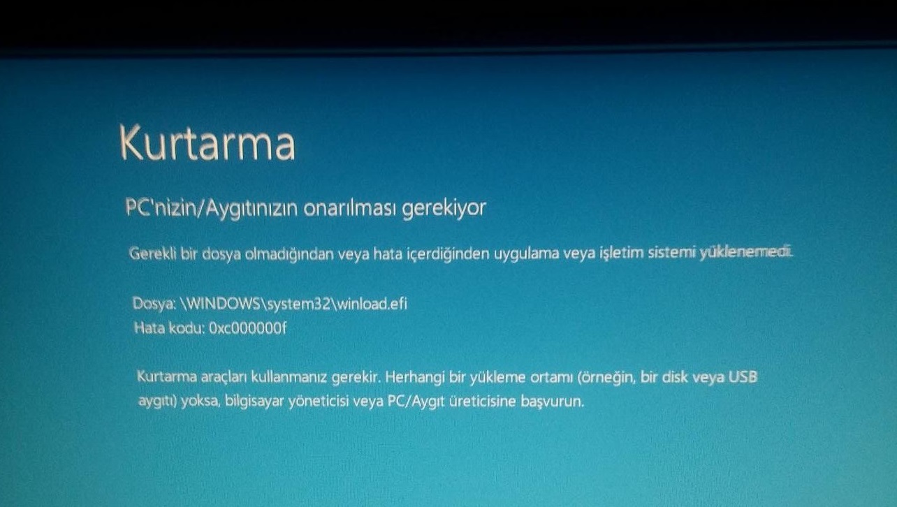 Winload.efi Error Code 0xc0000001 When Resetting Computer