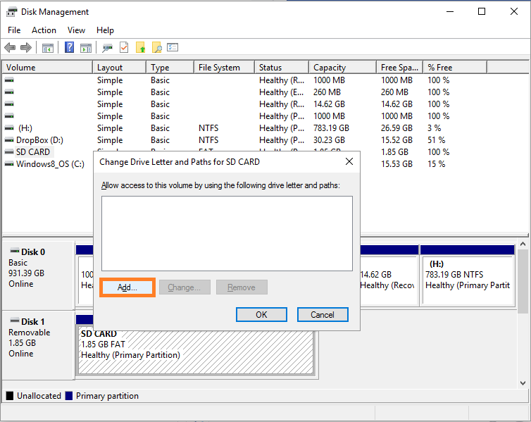 Disk manager -- format SD card - 7 - Windows Wally